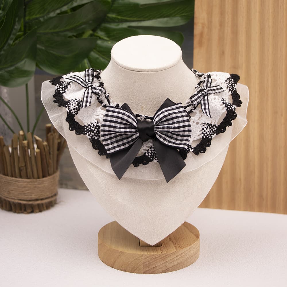 Big Bow Lace Scarf — Black, XS