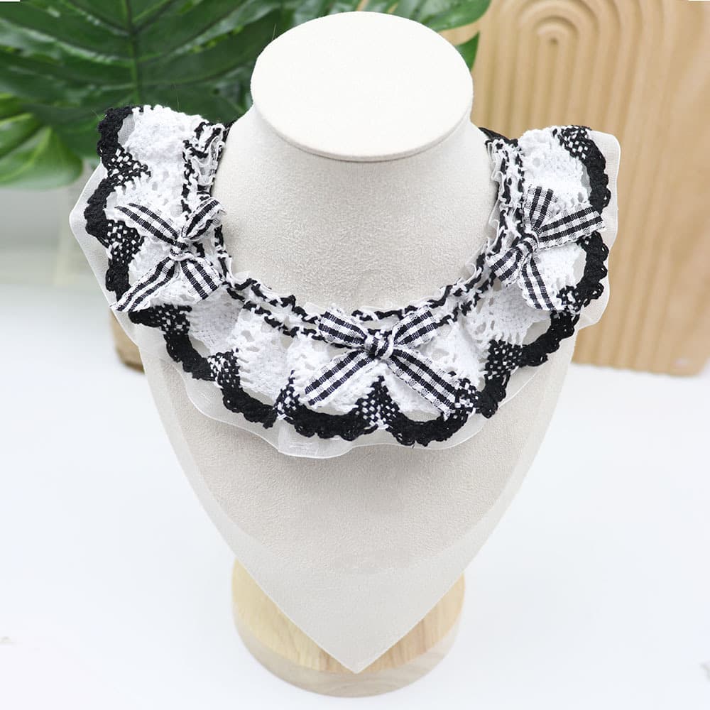 Little Bow Lace Scarf — Black, S