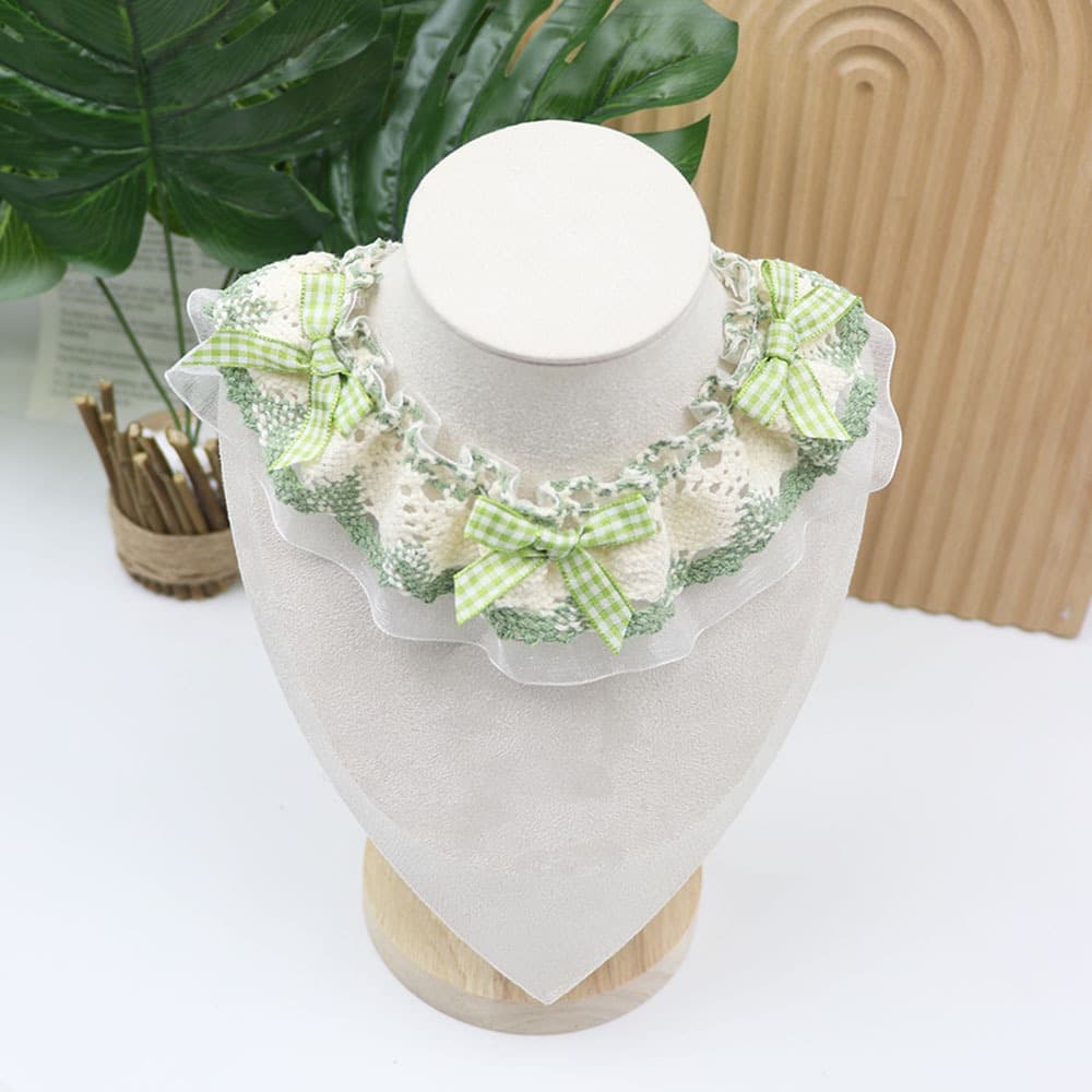 Little Bow Lace Scarf — Green, S
