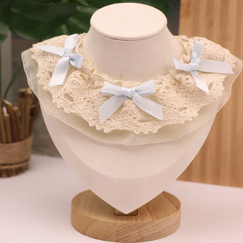 Little Bow Lace Scarf — Blue, L