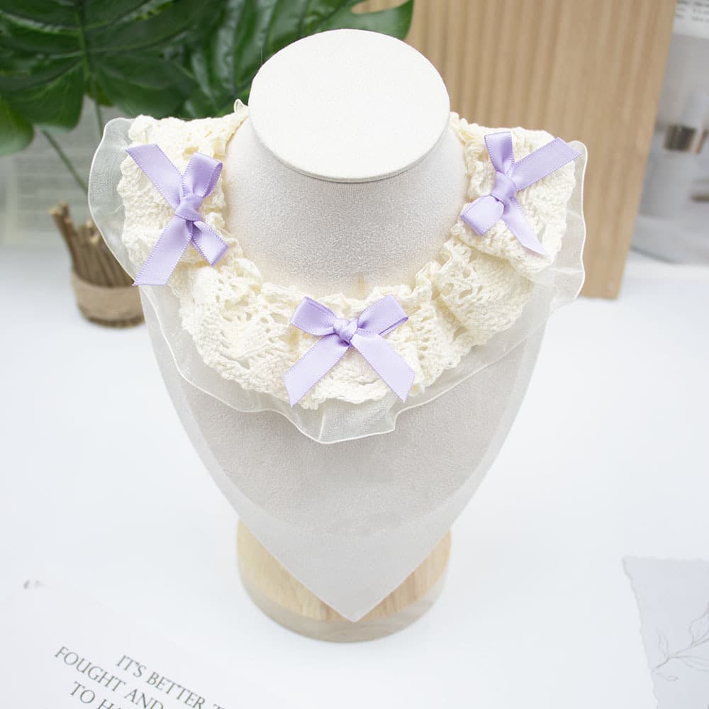 Little Bow Lace Scarf — Lilac, L