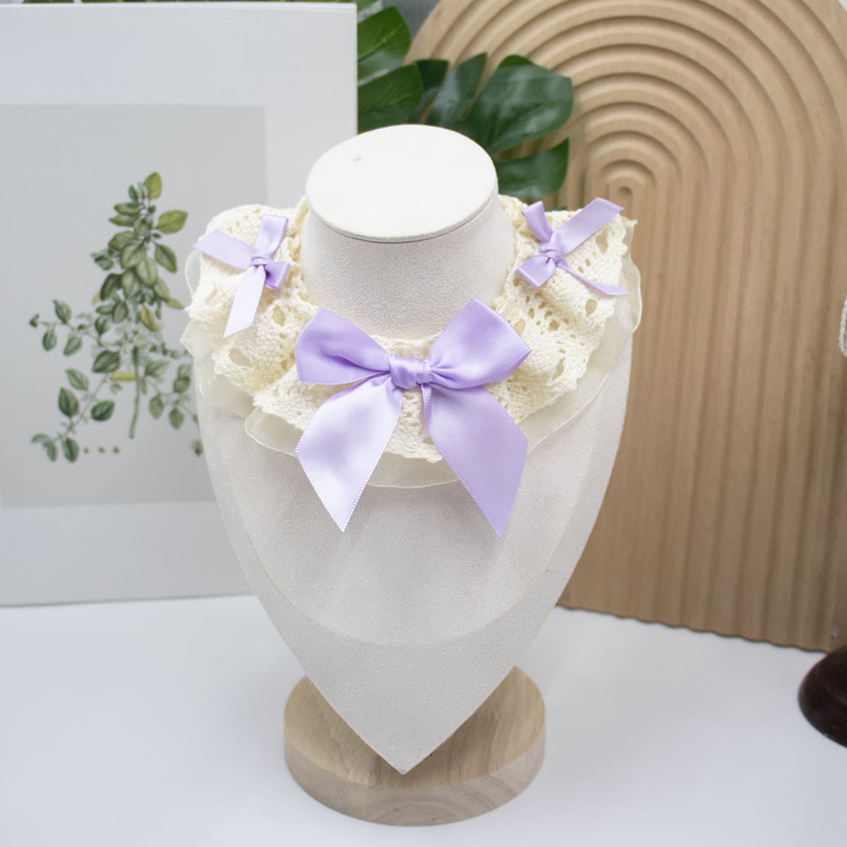 Big Bow Lace Scarf — Lilac, M